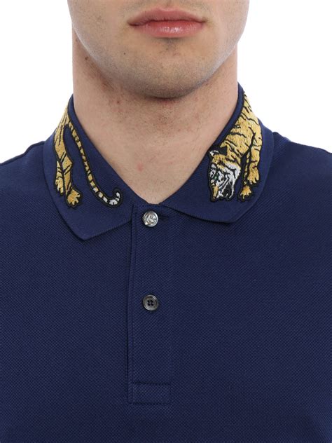 gucci cotton polo with tiger embroidery|Gucci Polo Shirts for Men .